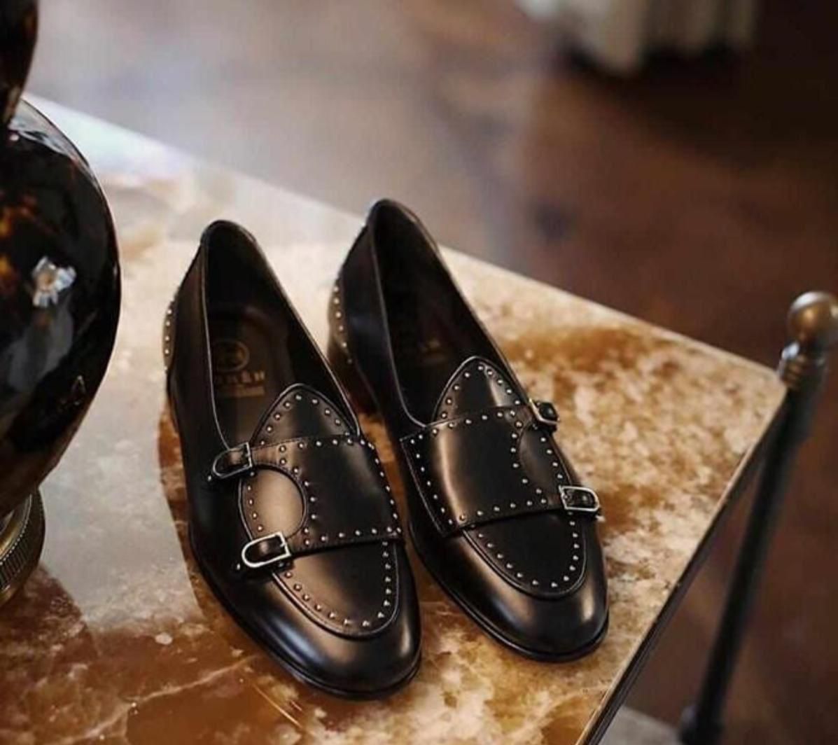Stylish Stud Monk Business And Partywear Leather Slip On Loafer-JonasParamount