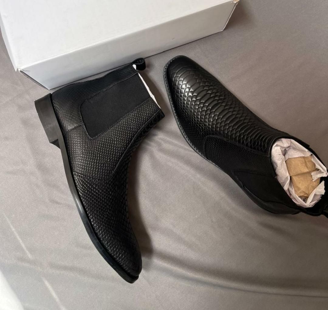 Classic Croco Italian Chelsea High Ankle Boot For Men's-JonasParamount