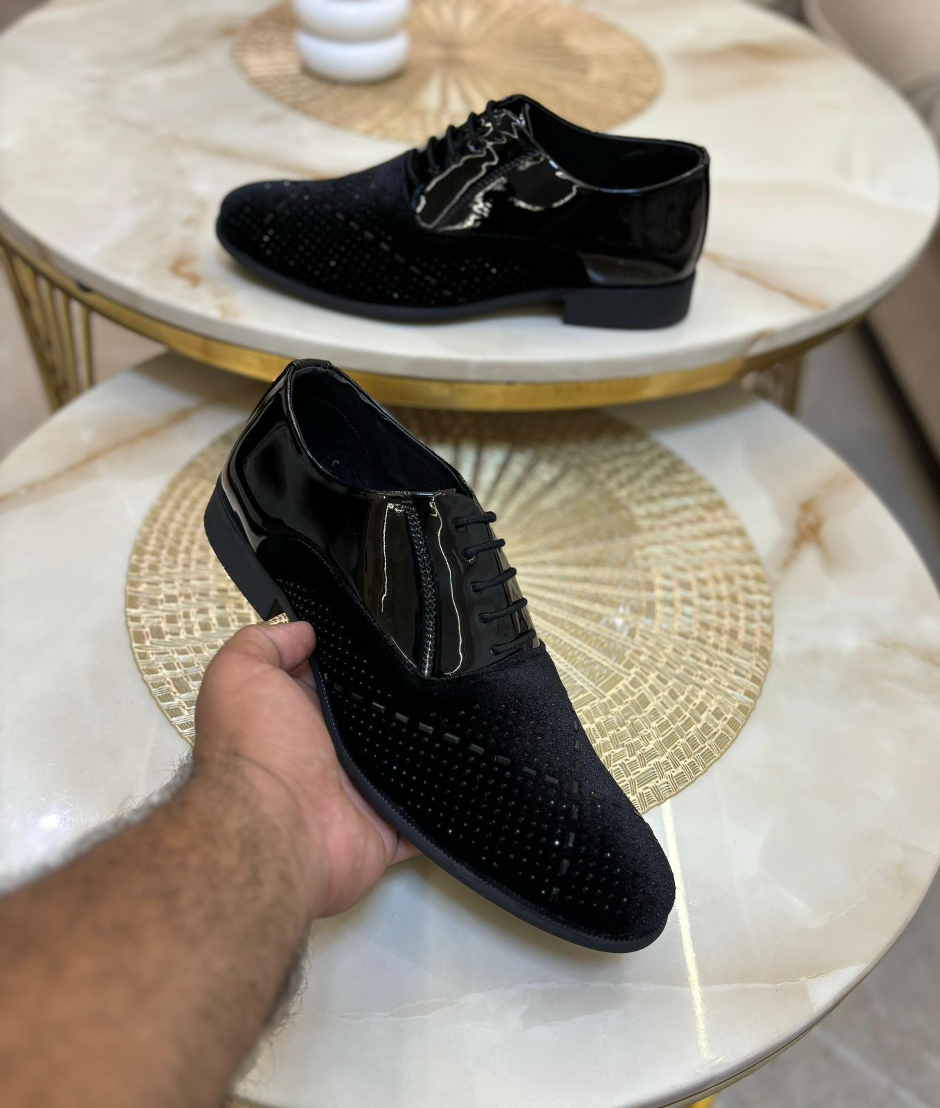 Stylish Wedding and  Partywear Studded Mirror Work Formal Shoes-JonasParamount
