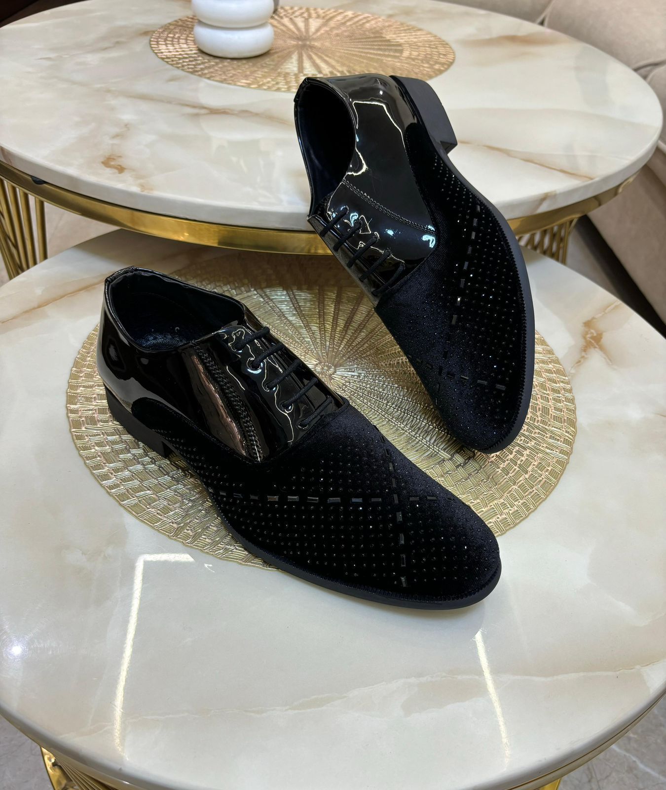 Stylish Wedding and  Partywear Studded Mirror Work Formal Shoes-JonasParamount