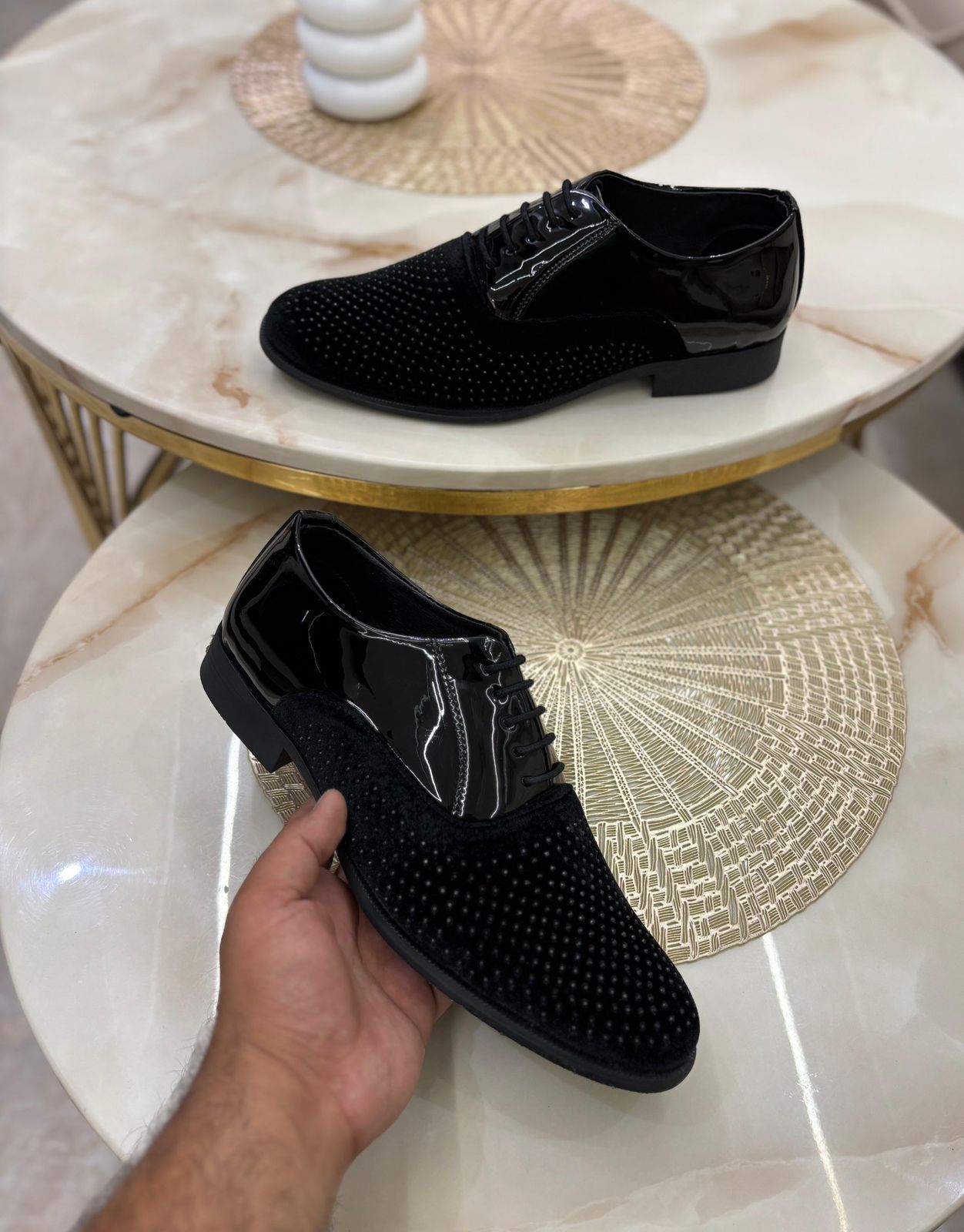 Stylish Wedding and  Partywear Studded Mirror Work Formal Shoes-JonasParamount