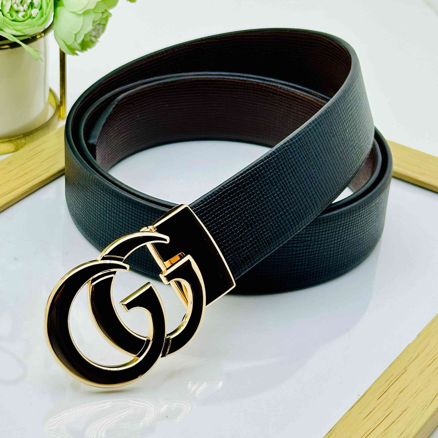 Classic GG Patten Buckle Reversible Belts For Men-JonasParamount