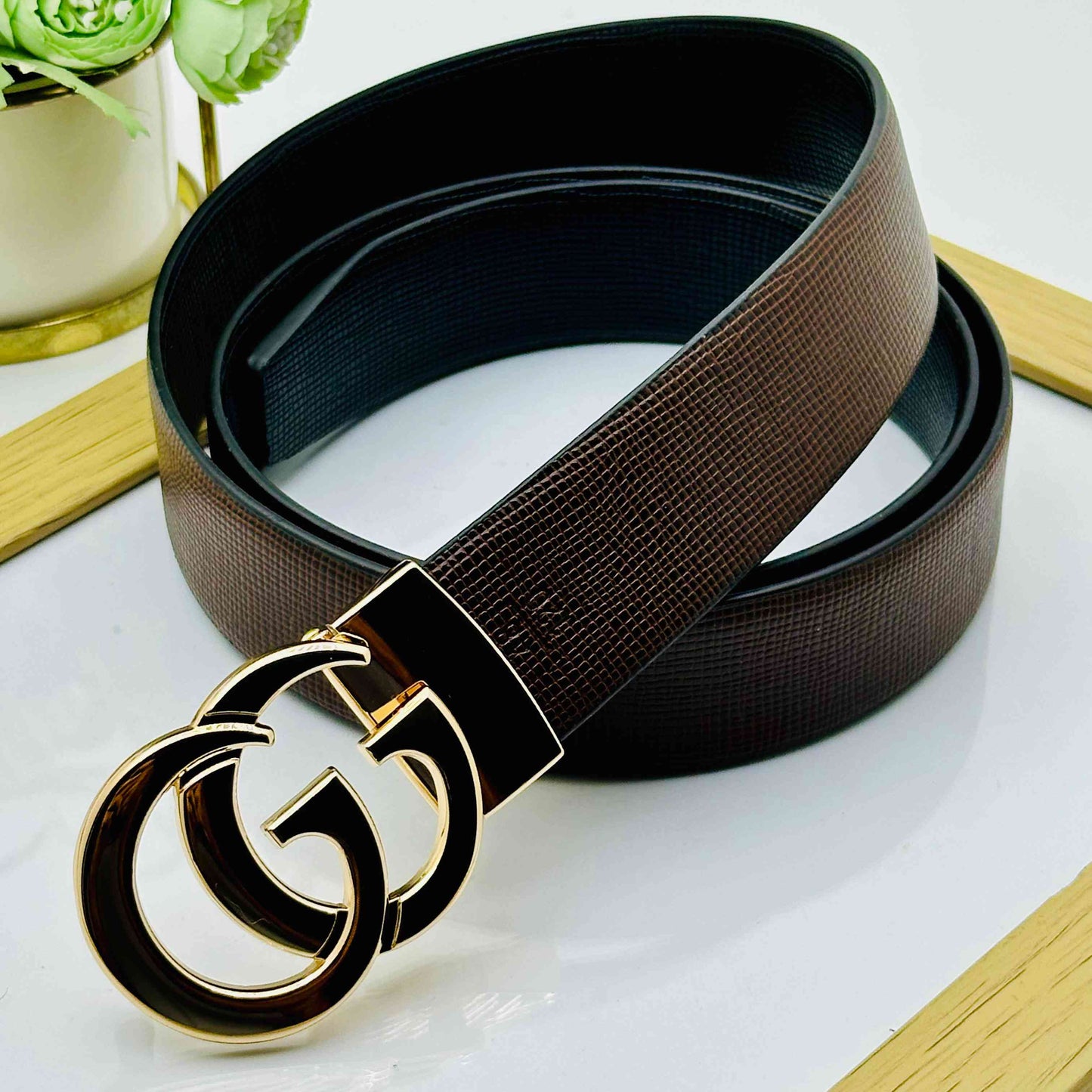 Classic GG Patten Buckle Reversible Belts For Men-JonasParamount