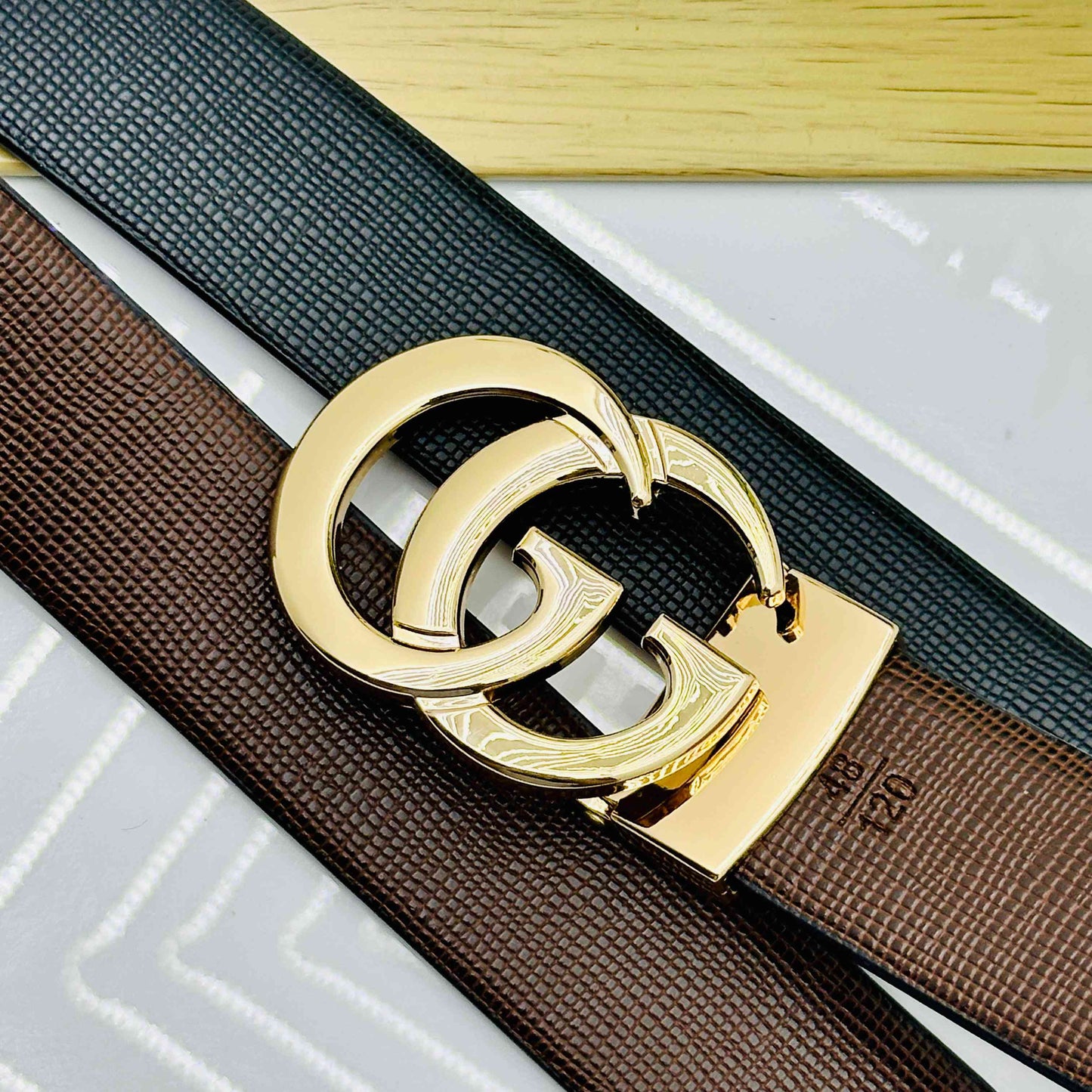 Classic GG Patten Buckle Reversible Belts For Men-JonasParamount