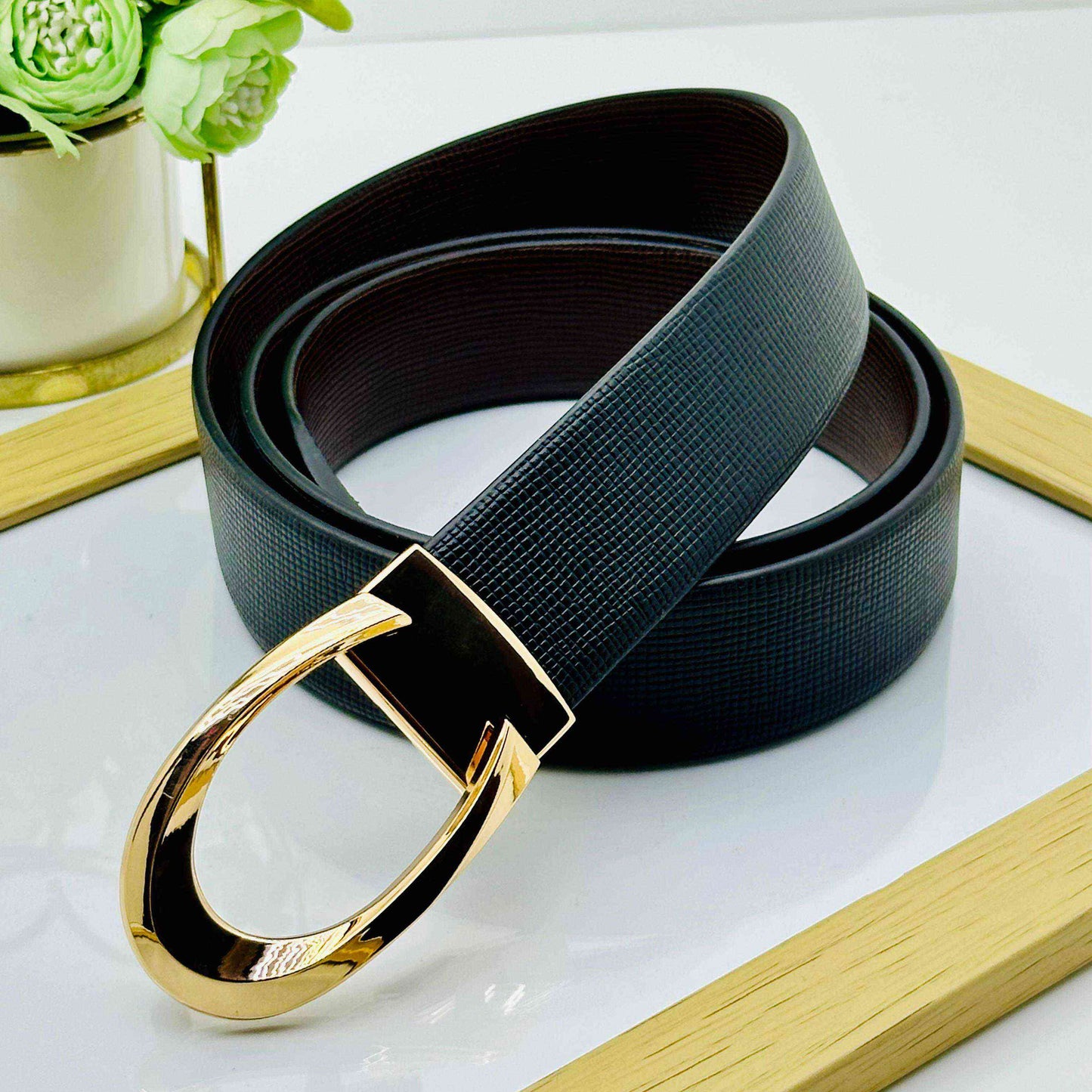 Trendy C Design Patten Buckle Reversible Belts For Men- JonasParamount