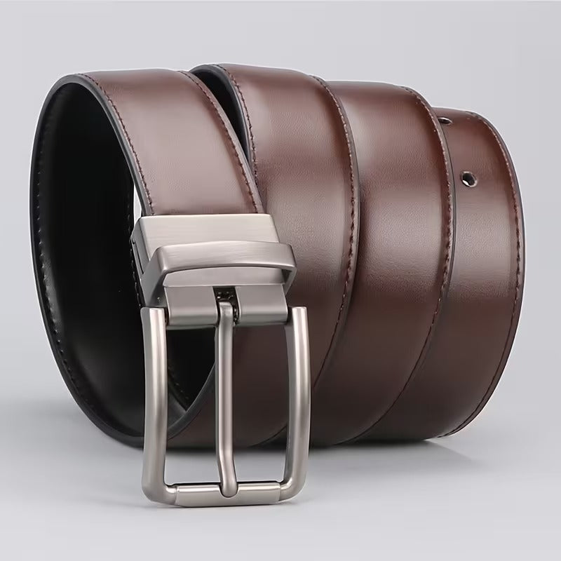 Men’s Reversible Leather Belt – 2-in-1 Black & Brown Flip Buckle Formal & Casual Belt