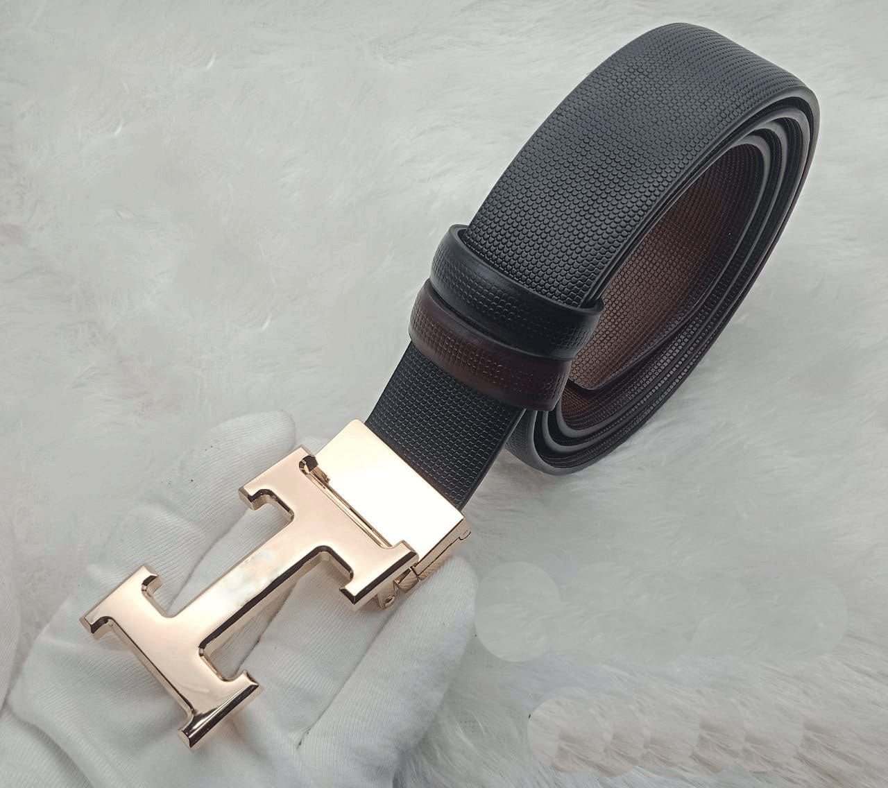 Fashionable H Letter Buckle With Reversible Strap For Men's-JonasParamount