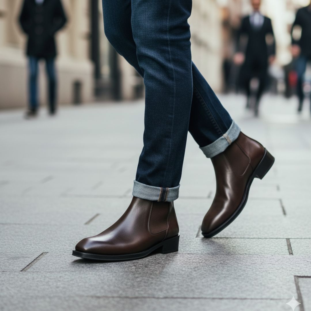 Classic Black & Brown Chelsea Boots with Cuban Heel – JonasParamount