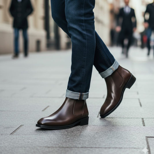 Classic Black & Brown Chelsea Boots with Cuban Heel – JonasParamount