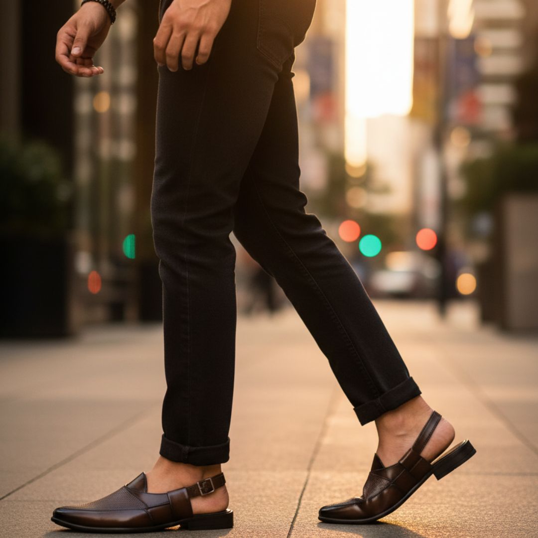 JonasParamount Men’s Premium Woven Peshawari Sandal – Faux Leather