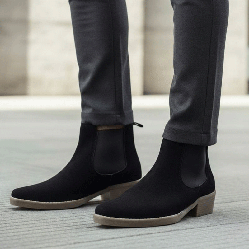 JonasParamount Premium Black Suede Boots – Handmade Leather Sole