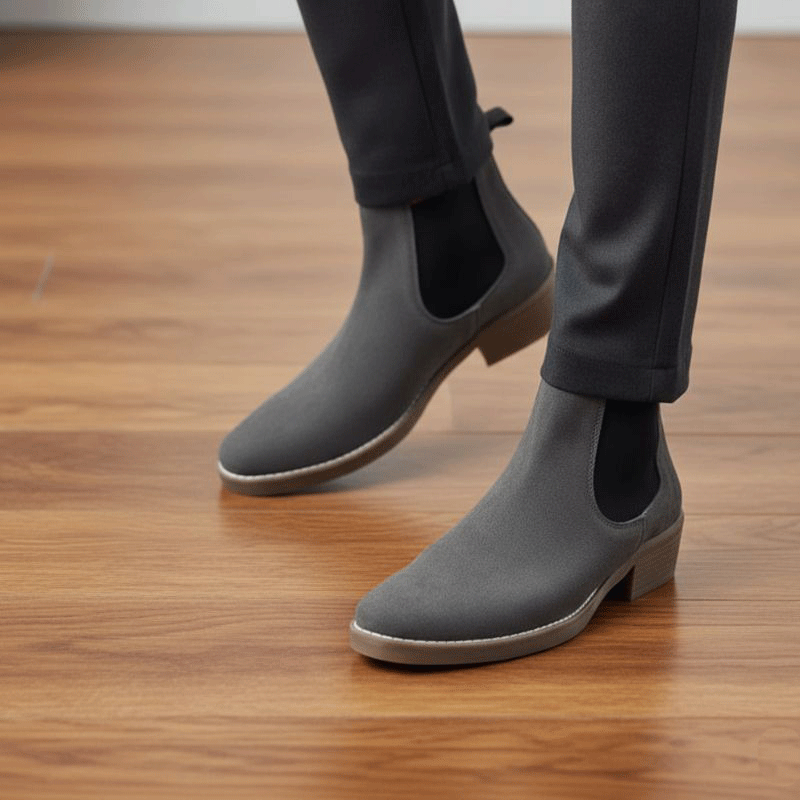 JonasParamount Premium Grey Suede Boots – Handmade Leather Sole