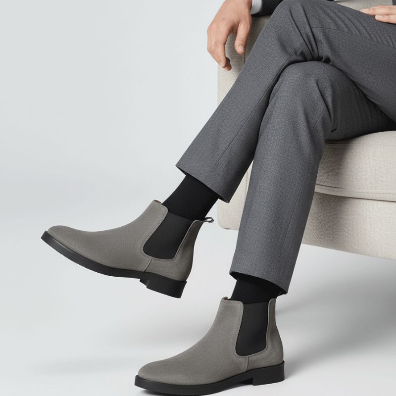 Premium Grey Suede Boots by JonasParamount – Handmade Leather Sole