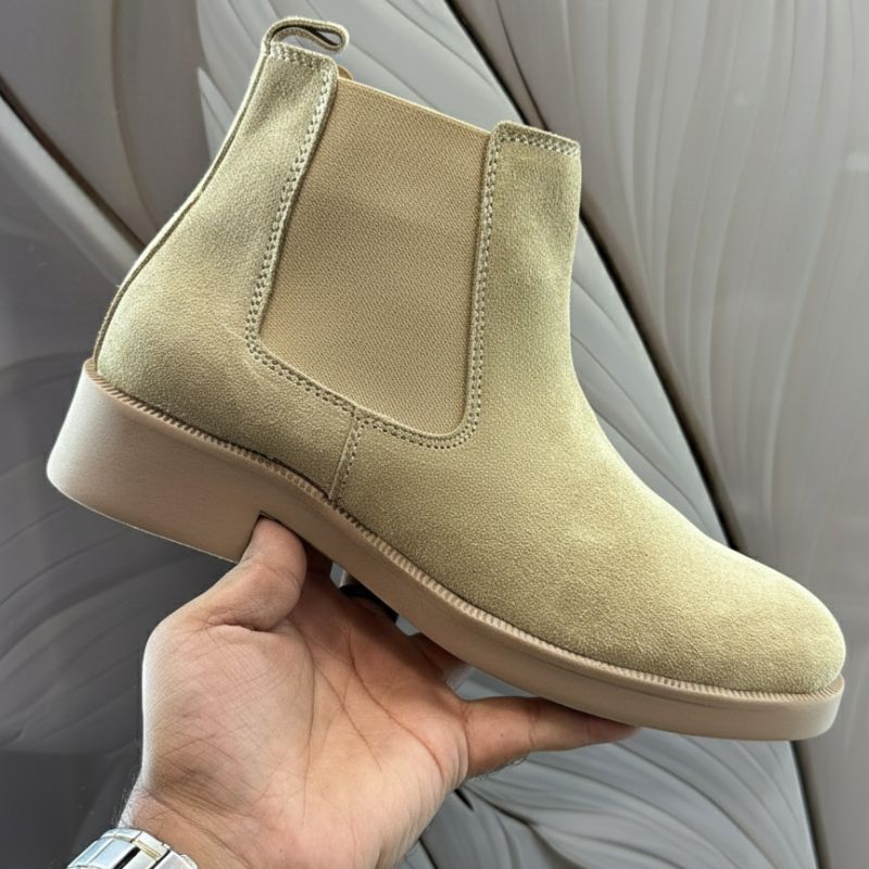 Premium Beige Suede Boots by JonasParamount – Handmade Leather Sole