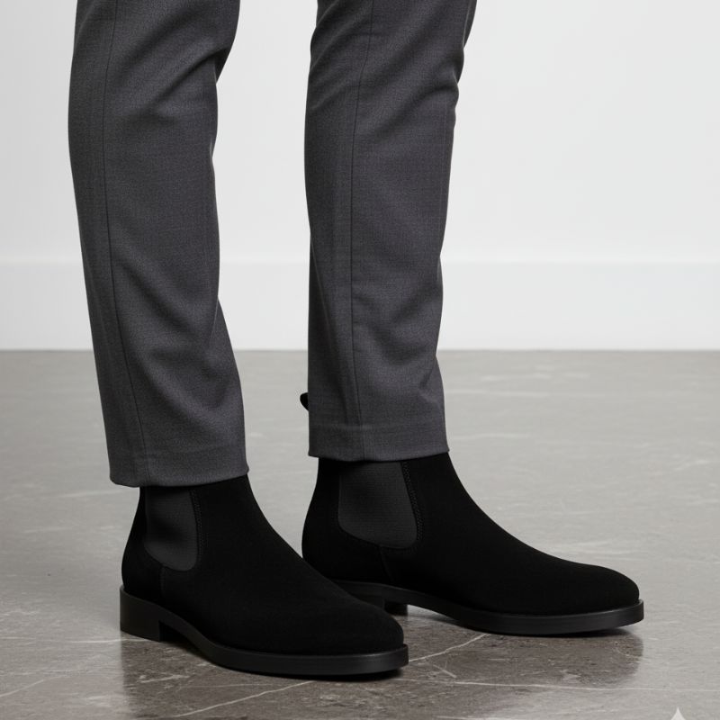 Premium Black Suede Boots by JonasParamount – Handmade Leather Sole