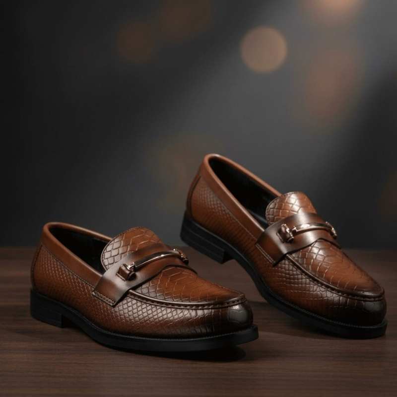 Men’s Premium Croc Textured Moccasins – Handmade TPR Sole Luxury Formal & Casual Slip-On Shoes