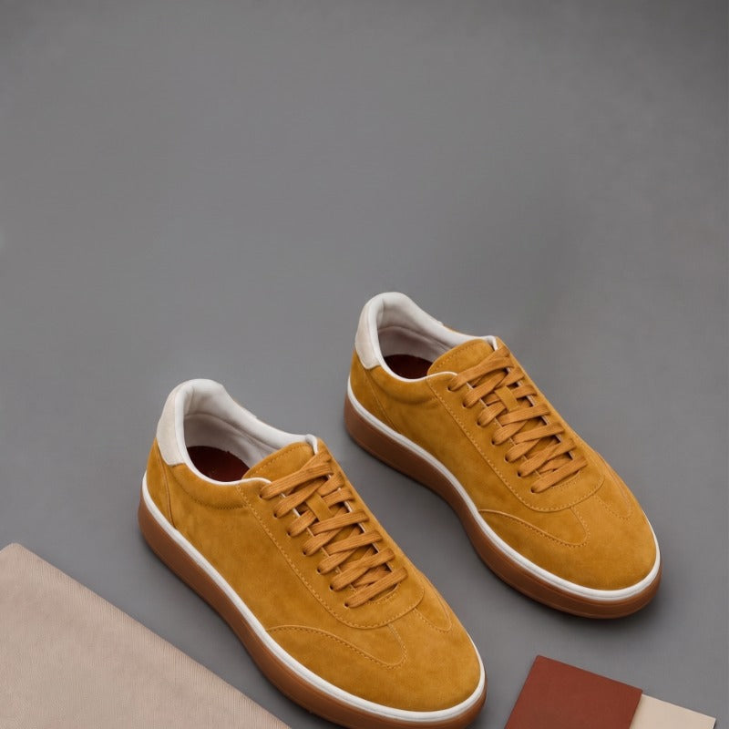 Men's Premium Leather Sneakers – Casual Lace-Up Comfort Shoes