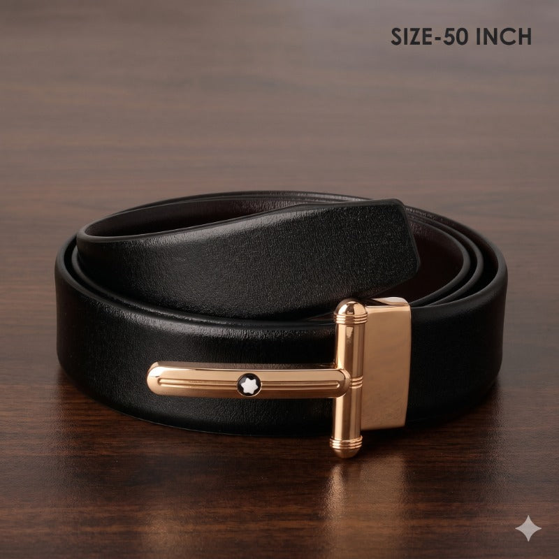 Dual Tone Gold Luxe Leather Belt for Men
