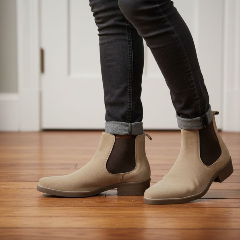 JonasParamount Premium Beige Suede Boots – Handmade Leather Sole