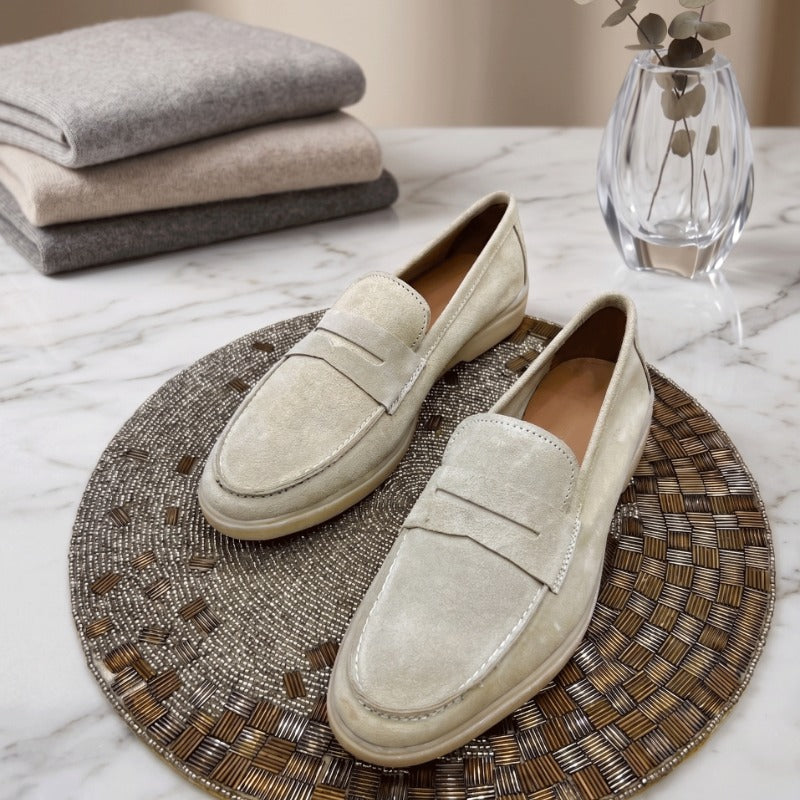 Premium Suede Penny Loafers for Men – Genuine Leather Slip-On Casual Shoes