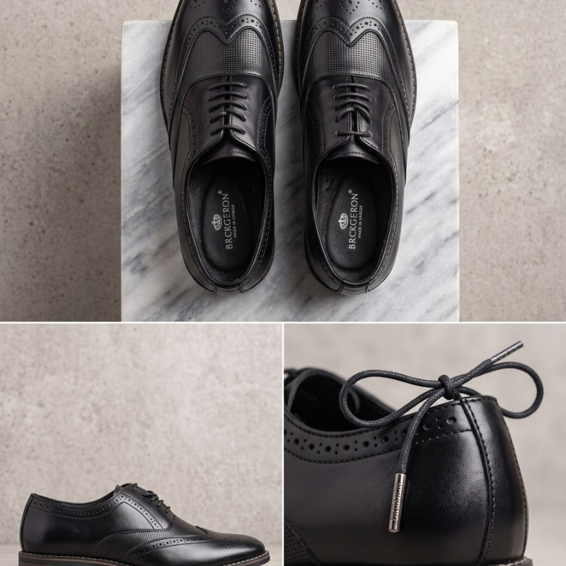 Premium Men’s Formal Brogue Shoes – Wrinkle Free Faux Leather Oxford Shoes