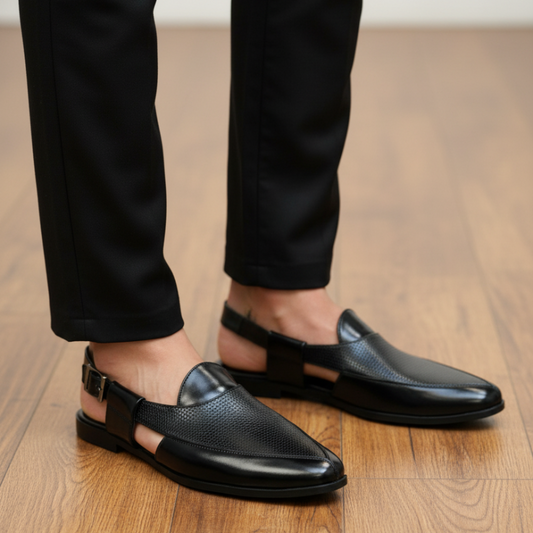 JonasParamount Men’s Premium Woven Peshawari Sandal – Faux Leather