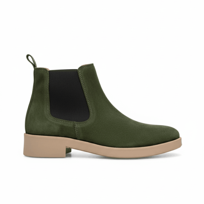 Premium Green Suede Boots by JonasParamount – Handmade Leather Sole