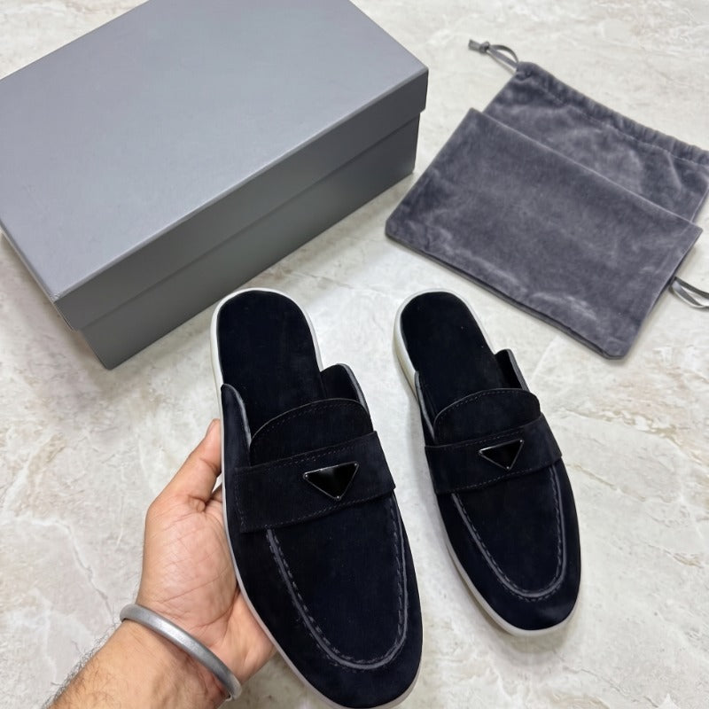 Men's Premium Leather Mule Loafers – Open Back Slip-On Casual Luxury Slides