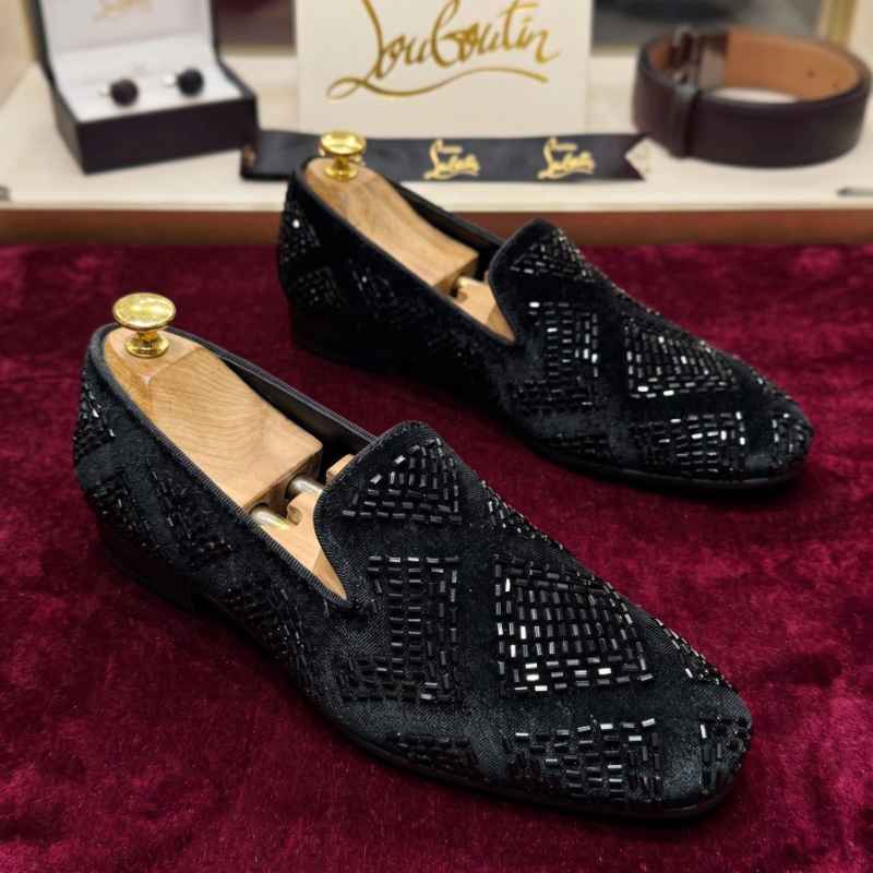 JonasParamount Premium Studded Mirror Work Black Loafers with Durable TPR Sole