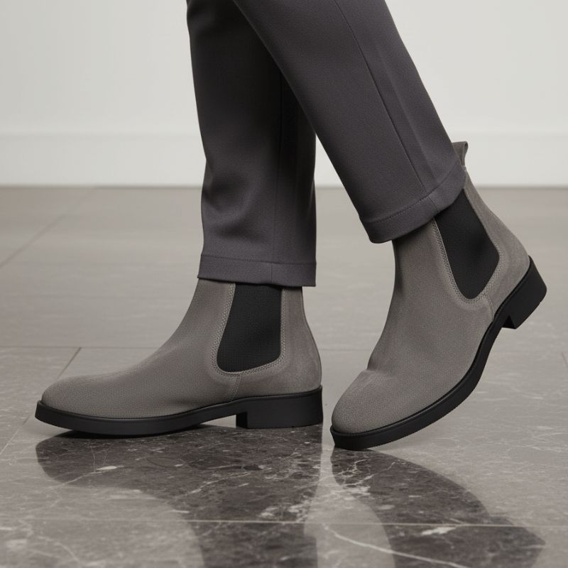 Premium Grey Suede Boots by JonasParamount – Handmade Leather Sole