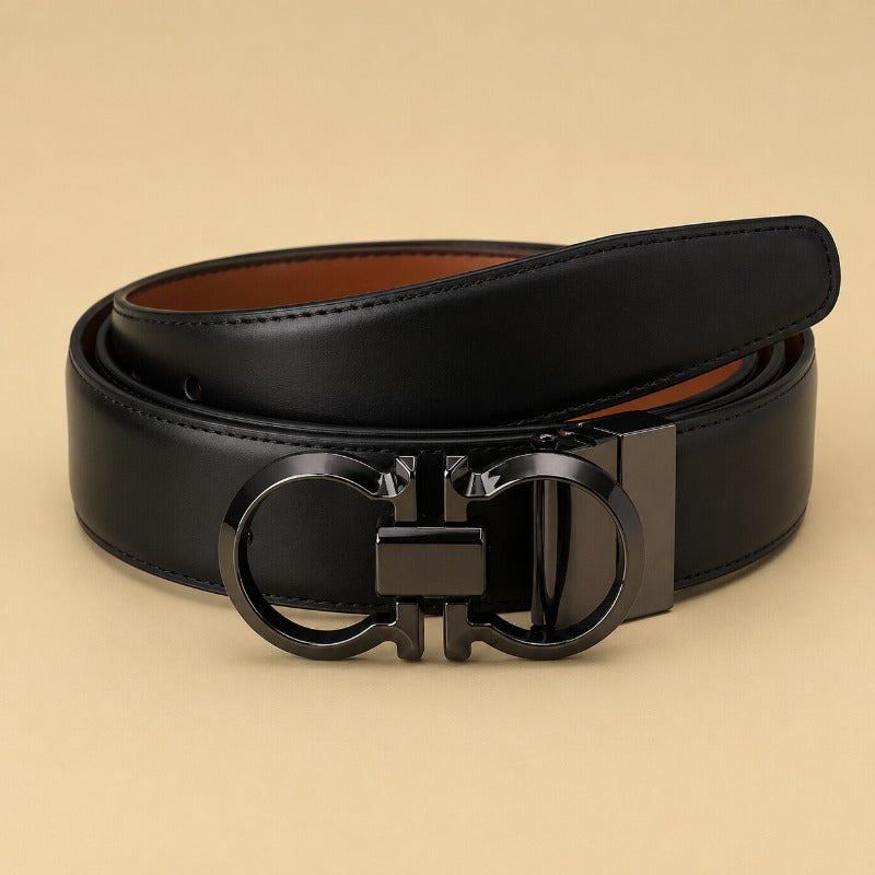 Black Shine Stealth Loop Buckle Belt for Men