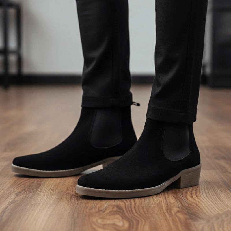 JonasParamount Premium Black Suede Boots – Handmade Leather Sole