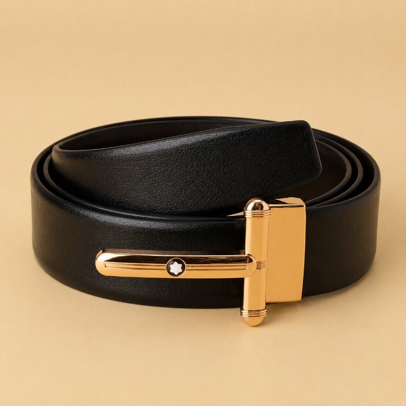 Dual Tone Gold Luxe Leather Belt for Men