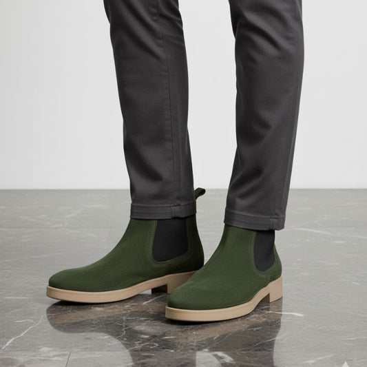Premium Green Suede Boots by JonasParamount – Handmade Leather Sole