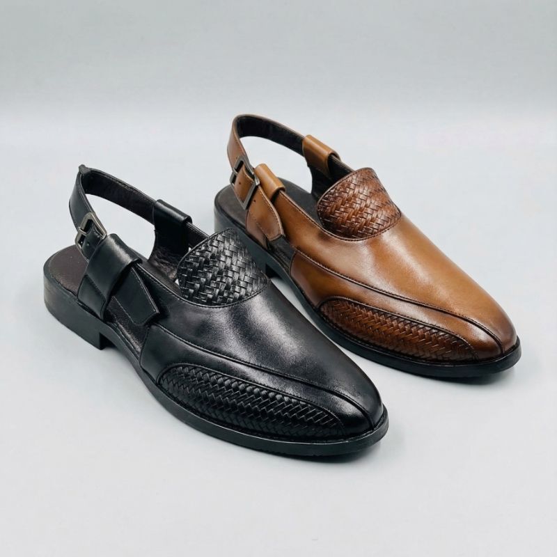 Men’s Woven Peshawari Sandals – Premium Faux Leather Ethnic & Casual Comfort Footwear
