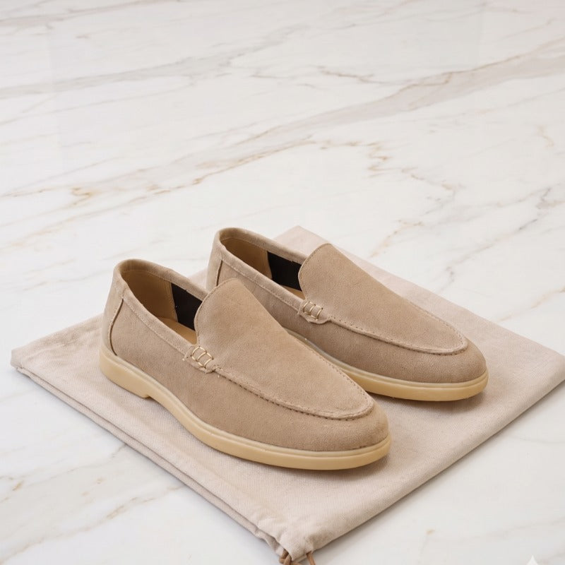 Premium Genuine Leather Slip-On Loafers for Men – Handmade Casual Comfort Shoes with TPR Sole