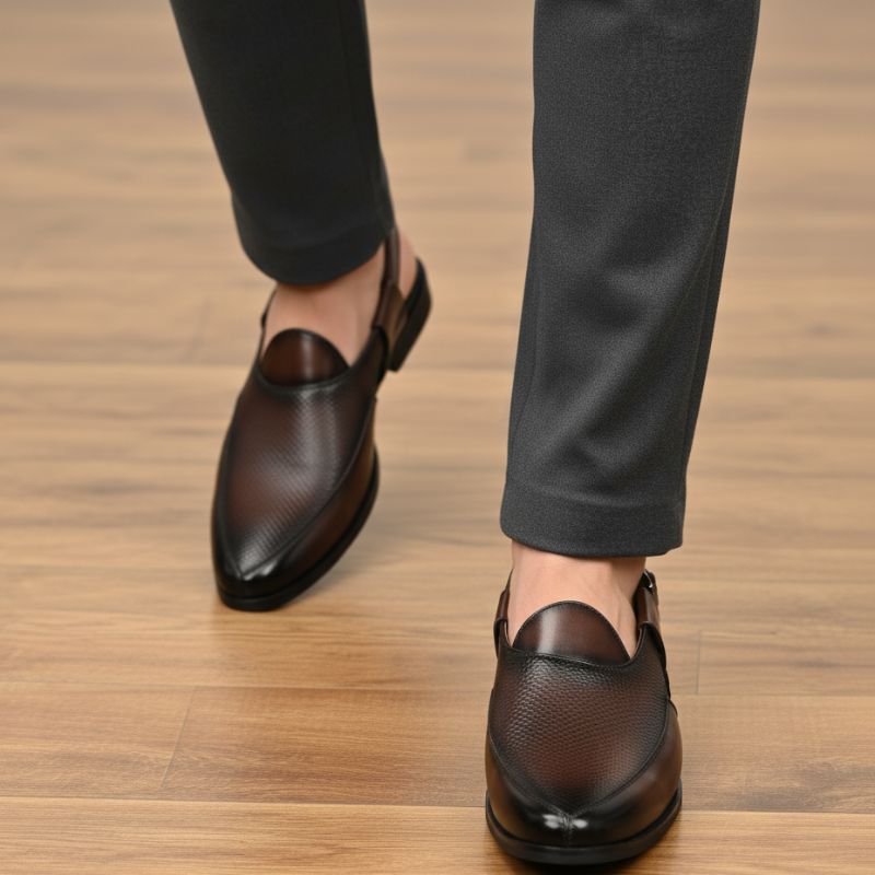 JonasParamount Men’s Premium Woven Peshawari Sandal – Faux Leather