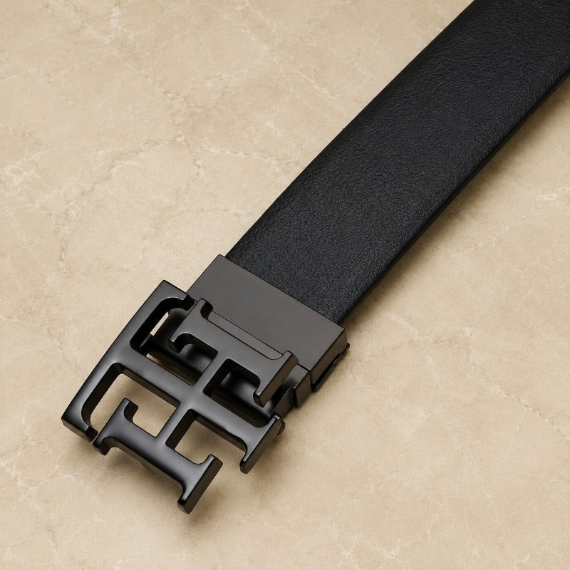 Black Regal Monogram Reversible Belt for Men