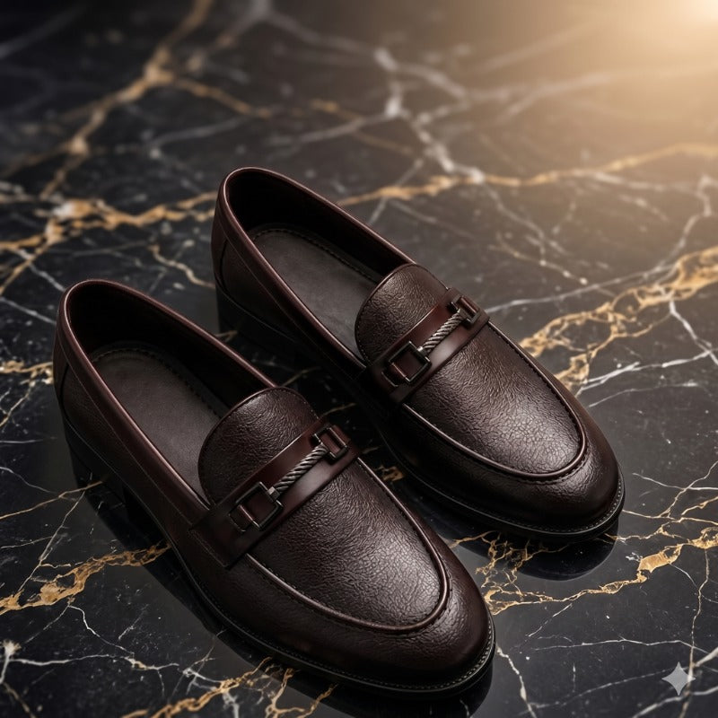 Premium Men’s Metal Bit Moccasins – Luxury Formal Slip-On Loafers