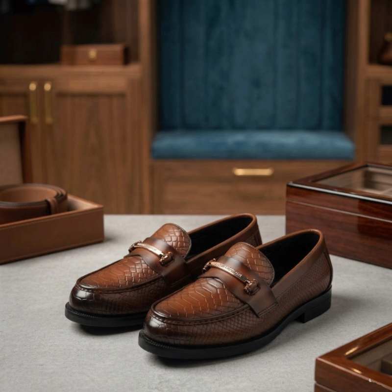 Men’s Premium Croc Textured Moccasins – Handmade TPR Sole Luxury Formal & Casual Slip-On Shoes