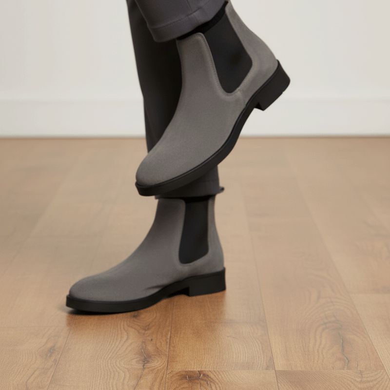 Premium Grey Suede Boots by JonasParamount – Handmade Leather Sole