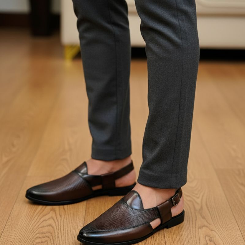 JonasParamount Men’s Premium Woven Peshawari Sandal – Faux Leather