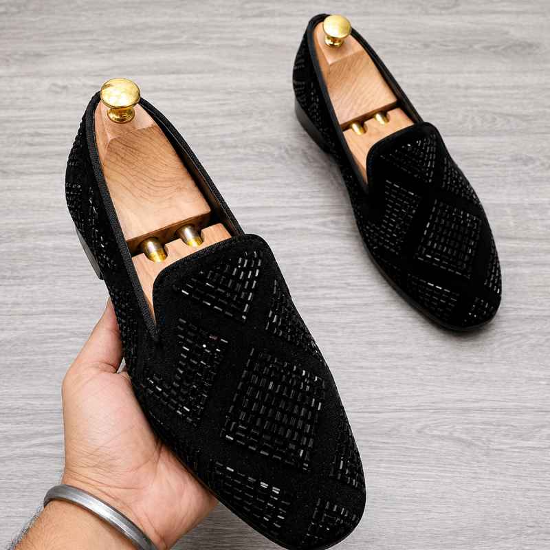 Luxury Black Studded Loafers for Men