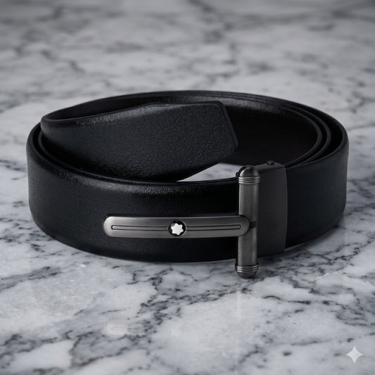 Dual Tone Grey Luxe Leather Belt for Men