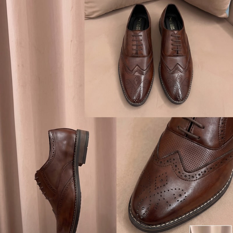 Premium Men’s Formal Brogue Shoes – Wrinkle Free Faux Leather Oxford Shoes