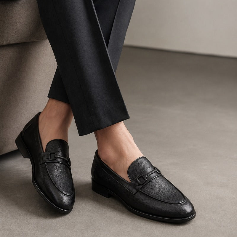 Premium Men’s Metal Bit Moccasins – Luxury Formal Slip-On Loafers