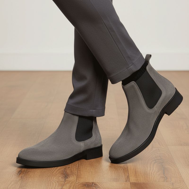 Premium Grey Suede Boots by JonasParamount – Handmade Leather Sole