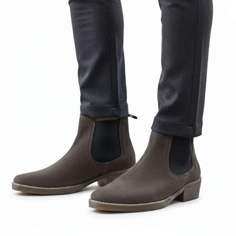 JonasParamount Premium Grey Suede Boots – Handmade Leather Sole