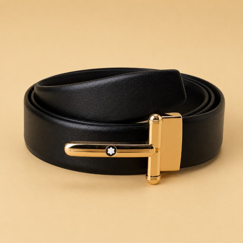 Dual Tone Gold Luxe Leather Belt for Men