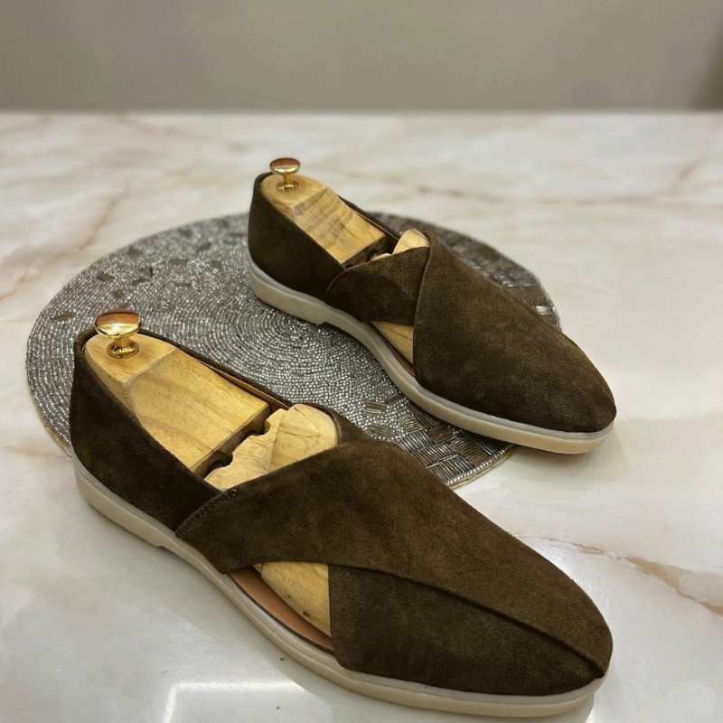 Men’s Premium Suede Peshawari Slip-On Sandals – Soft Leather Comfort Casual Ethnic Footwear